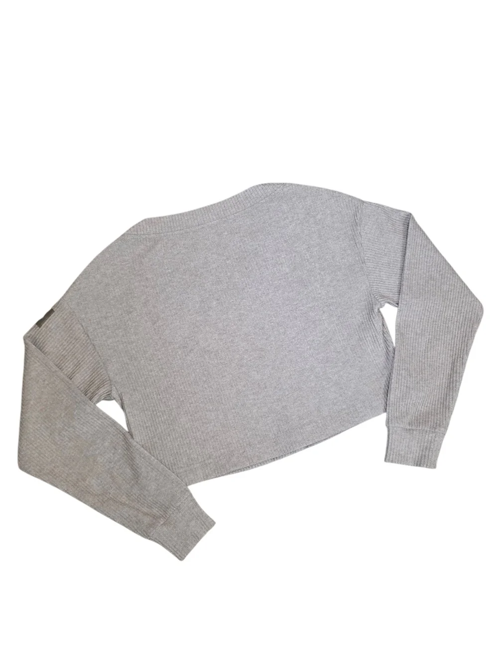 ALO Yoga Muse Ribbed Crop Sweater in Heather Oat Size Med
